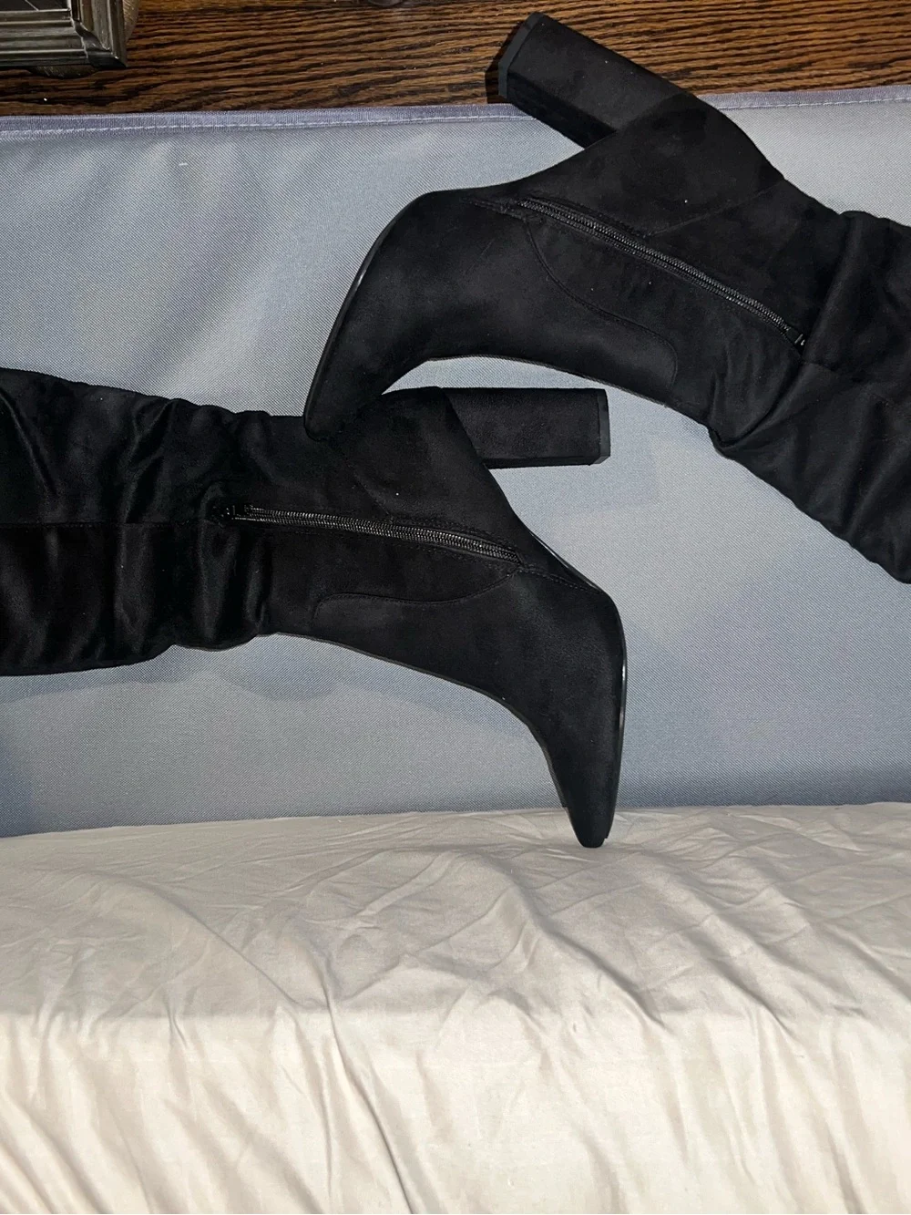 Charlotte Russe Black Over-the-Knee Block Heel Boots